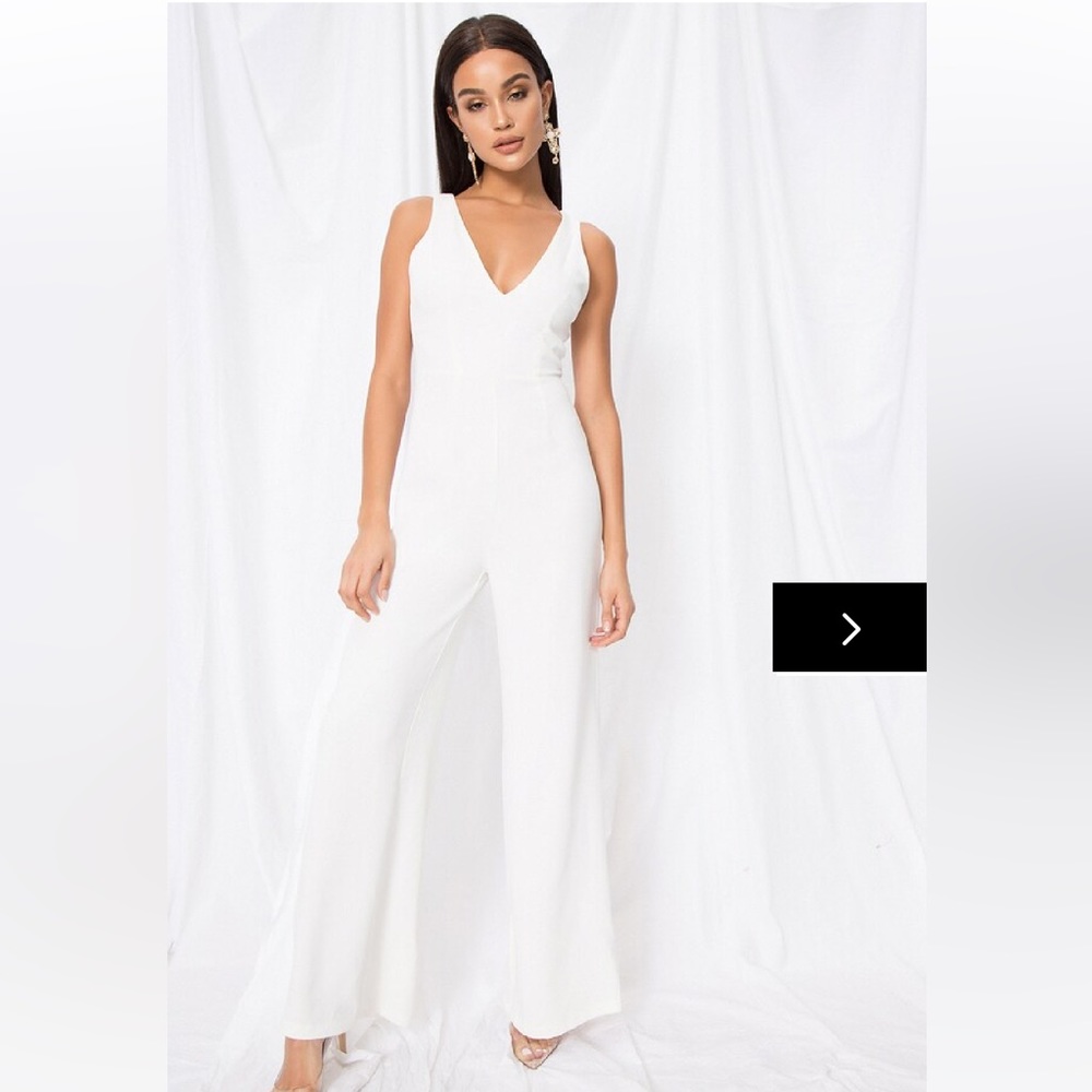 Carmela deep v wide leg backless jumpsuit